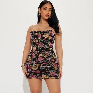 Floral Mesh Mini Dress